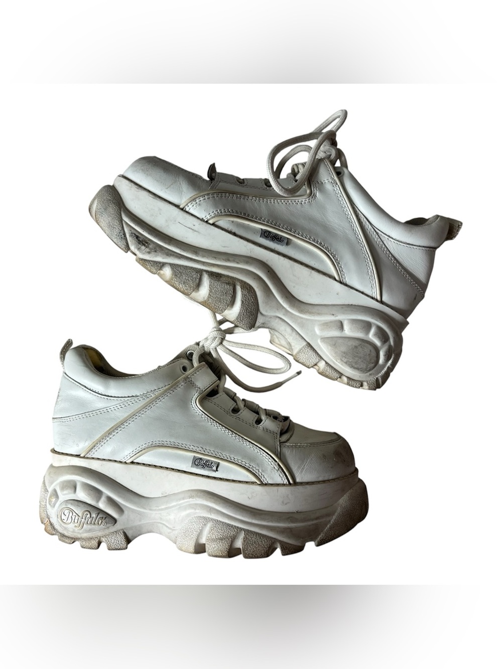 Vintage 90s Buffalo London Classic Low White Platform Sneakers Womens 38 or 7.5